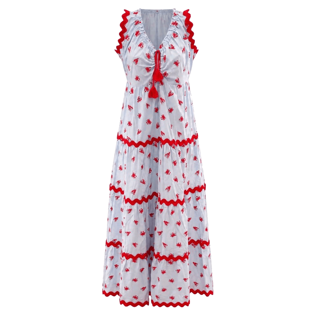 Panaji Vestito lungo fantasia ricamata  — Vestiti, Azzurro